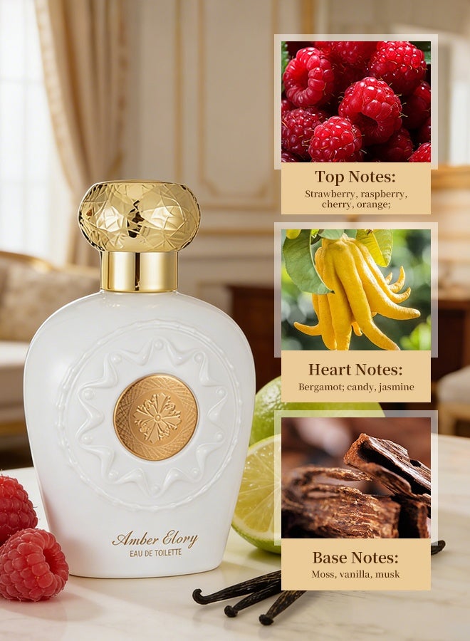 Amber Floral Fruity Perfume for Women 100ml, Long Lasting Eau de Toillets with Strawberry, Cherry & Jasmine Notes,Elegant Sweet Scent, Luxury Eau de Toillets for Her - Image 4